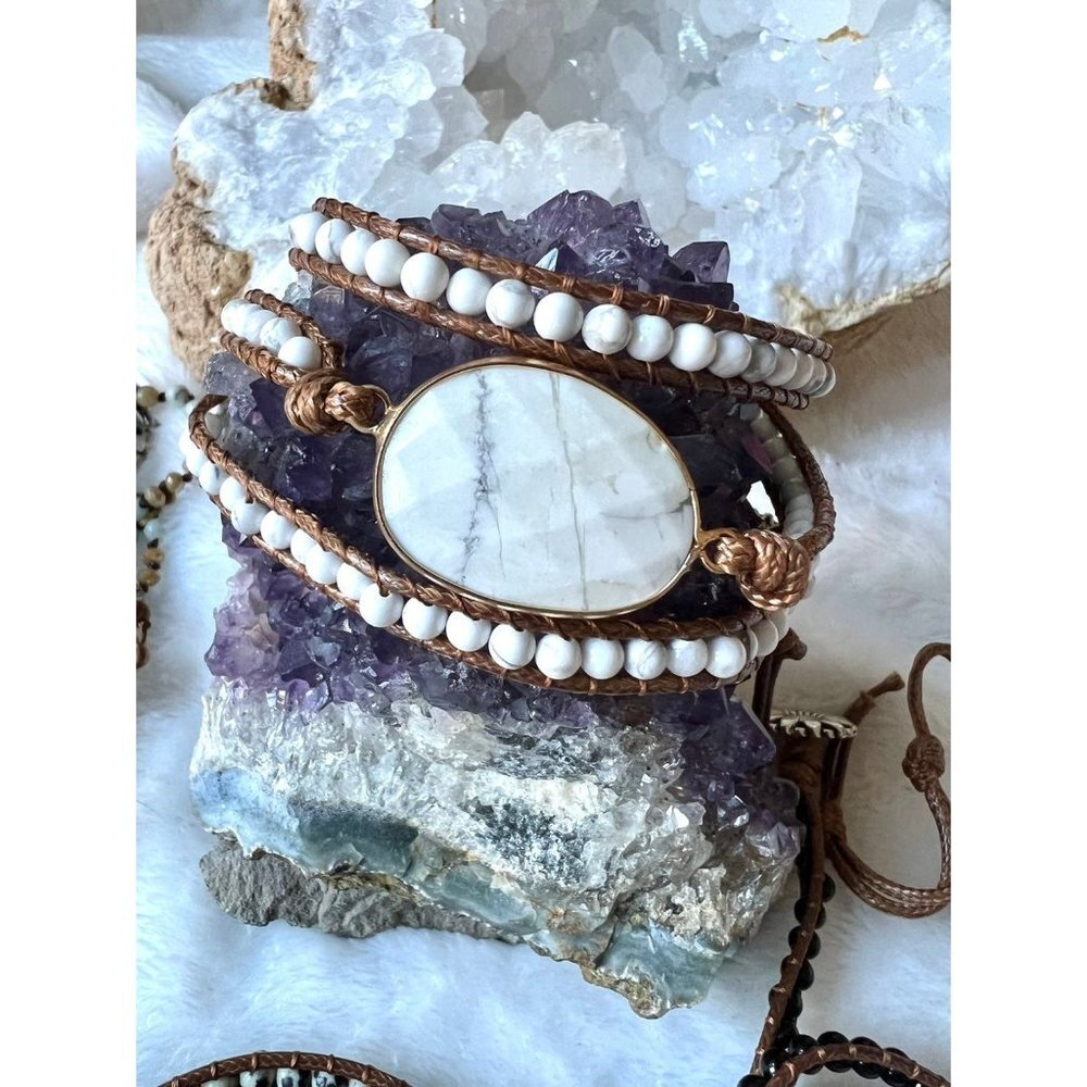 Calming Howlite Boho Wrap Bracelet
